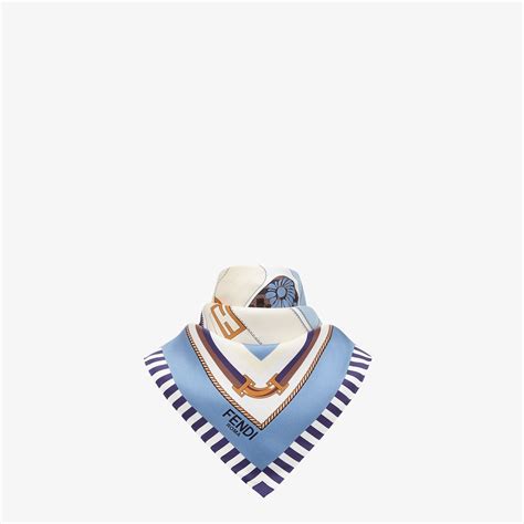 foulard fendi con elicotteri|Blue silk foulard .